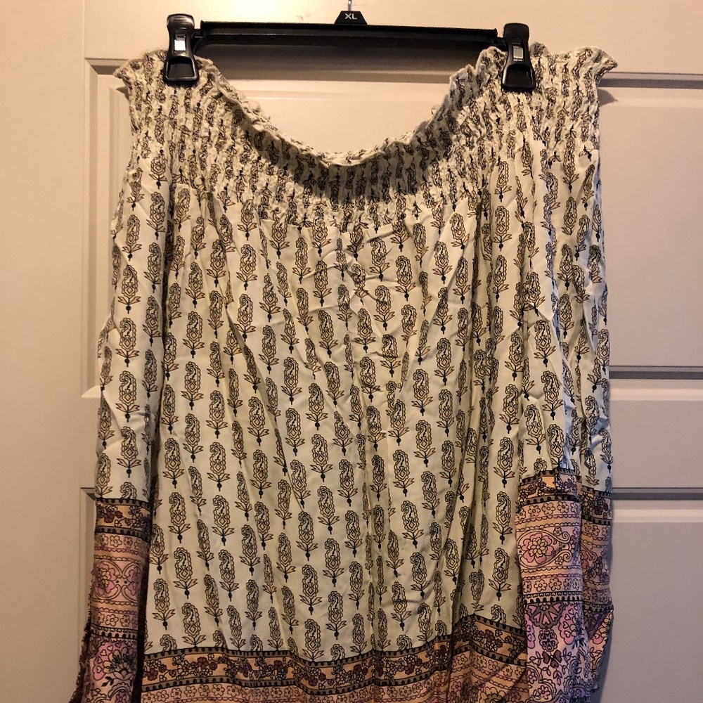 Patterned Off-the- Shoulder Blouse